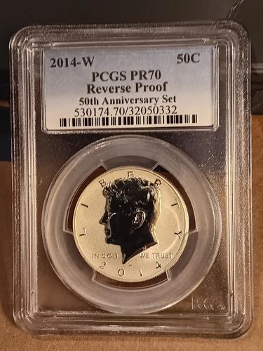 2014-W KENNEDY PCGS PR70 REVERSE PROOF HALF DOLLAR 50TH ANNIVERSARY SET