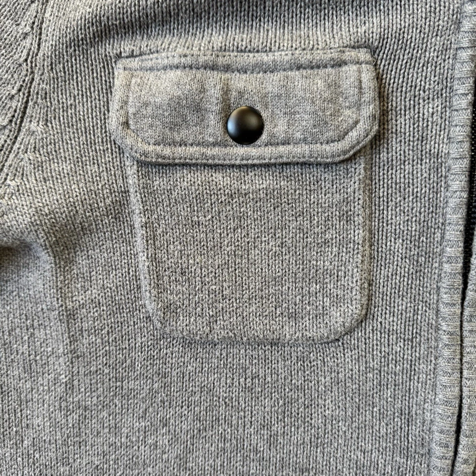 Men’s Apt. 9 Grey Zip Up Knit Long Sleeve Sweater Black Detail 100% Cotton Small - Image 2 of 4