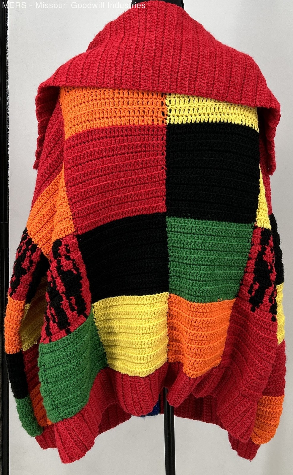 Handmade Multicolor Patchwork Button Front Chunky… - image 2