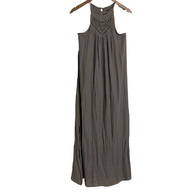 Crochet Wishlist Apparel Maxi Dress Wishlist Crochet Halter Maxi Dress  Medium Mocha