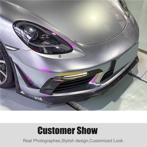 Real Carbon Fiber Front Bumper Lip Spoiler For Porsche 718 Boxster Cayman 16-18 - Picture 4 of 13