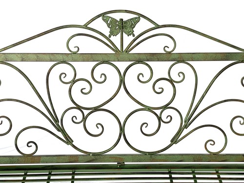 Panca Giardino Metallo Intemperie Patina Verde 120 CM 2 Posti Panca 96021 Retrò - Bild 4 von 9