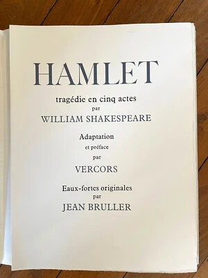 HAMLET - W. SHAKESPEARE - VERCORS - EAUX-FORTES JEAN BRULLER + DESSIN ORIGINAL - Photo 1/4