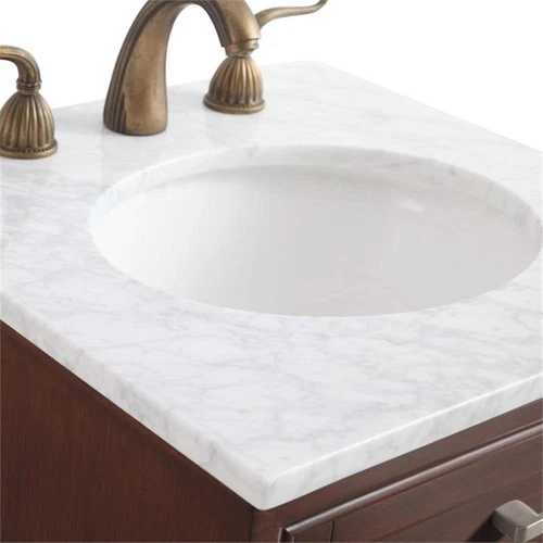 Elegant Decor Americana 19" Single Marble Top Bathroom Vanity in Teak - Picture 11 of 18