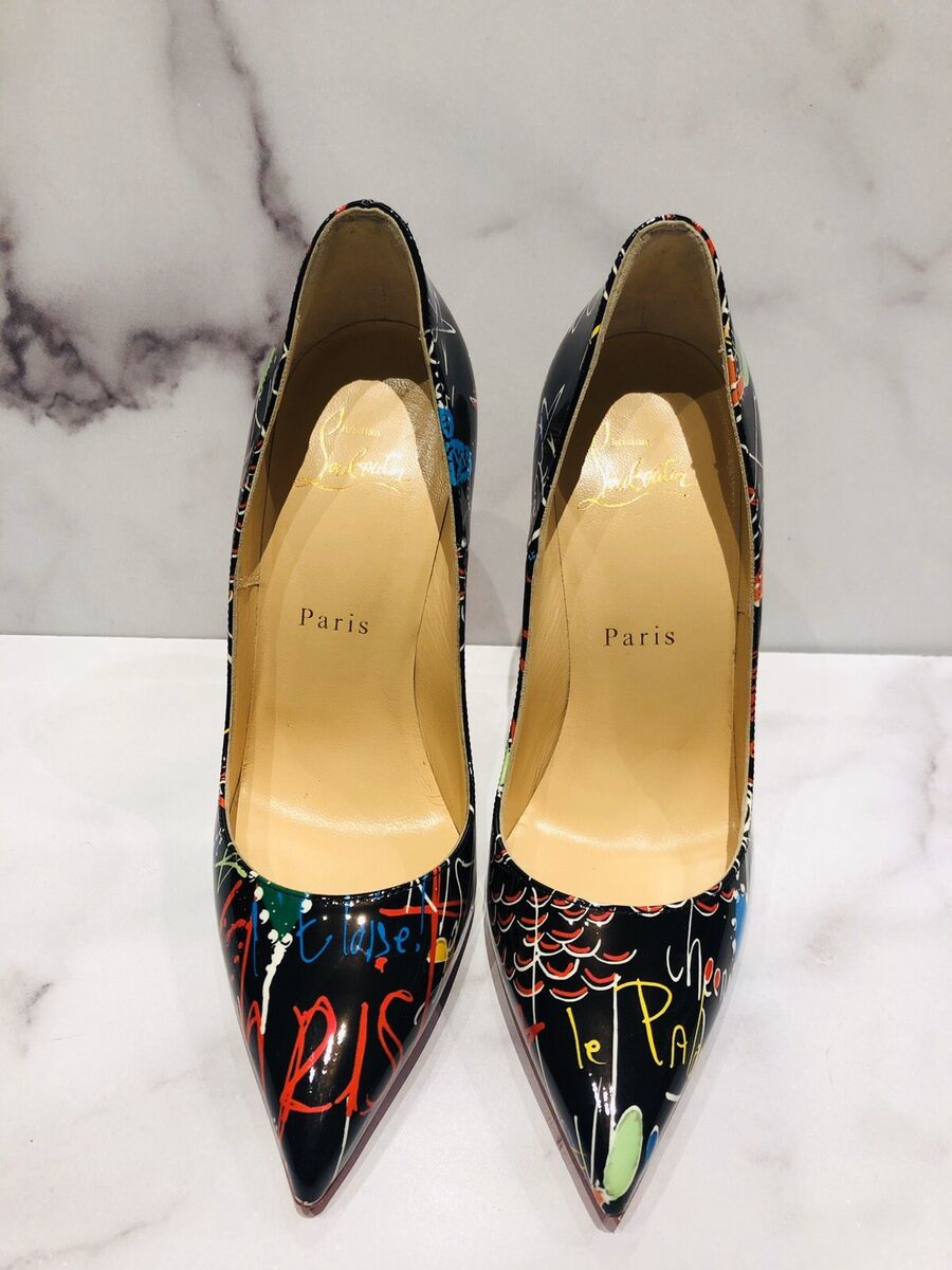Christian Louboutin So Kate Black Graffiti Patent Leather Christian Louboutin So Kate Black Graffiti Patent Leather