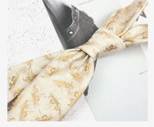 New Classic Polka Dot Brown Beige JACQUARD WOVEN 100 Silk Men's Necktie Tie