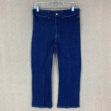 Express Jeans 8 (30x24) Womens Blue Cropped Wide Leg High Rise Pleated Stretch