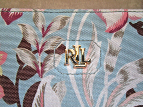 Lauren Ralph Lauren Blue Floral Print Canvas Cross Body Shoulder Handbag - Picture 4 of 11