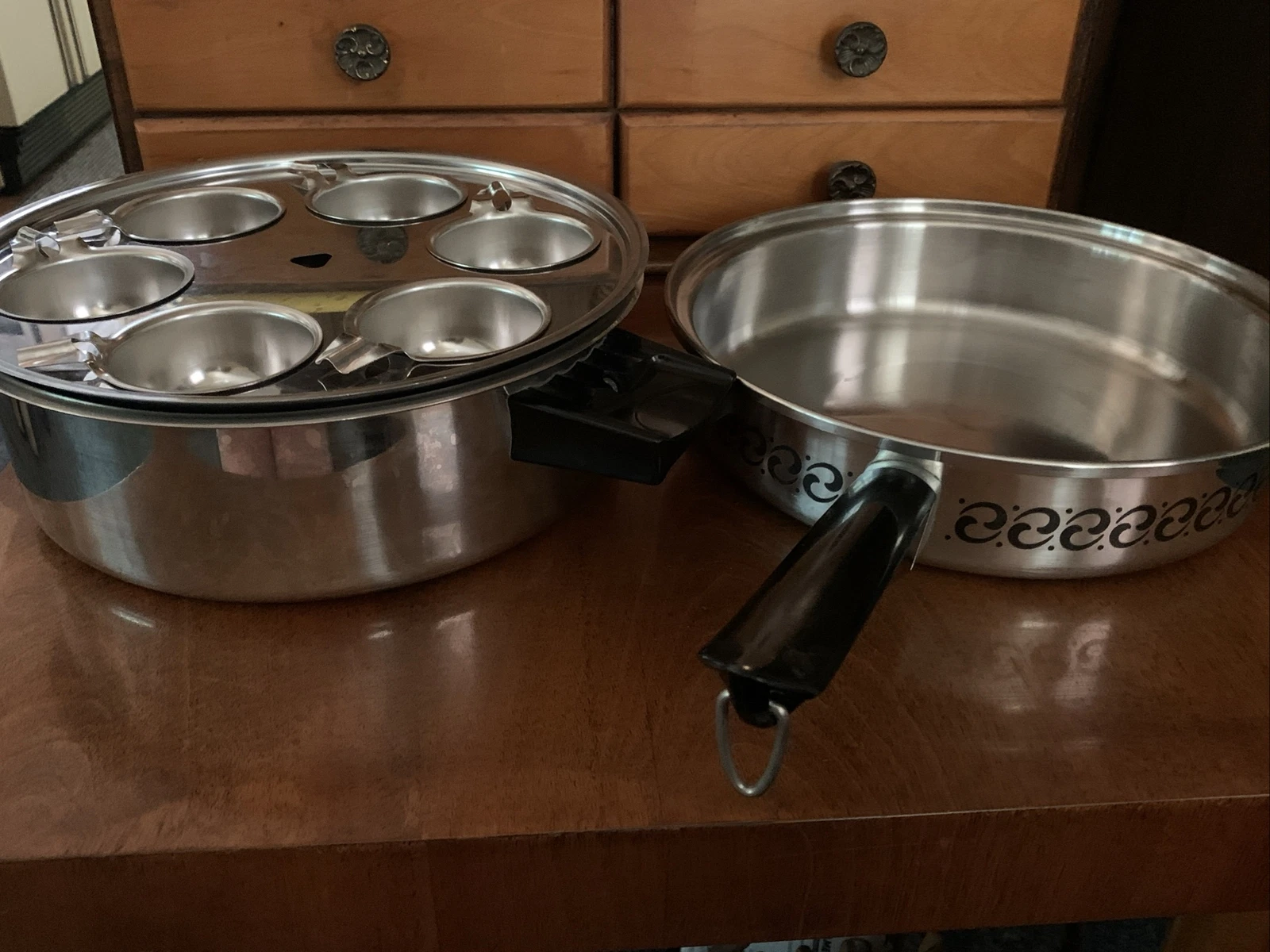 Vtg Regal Ware Stainless Steel 10" Skillet, Egg Poacher And Pan, No Lid