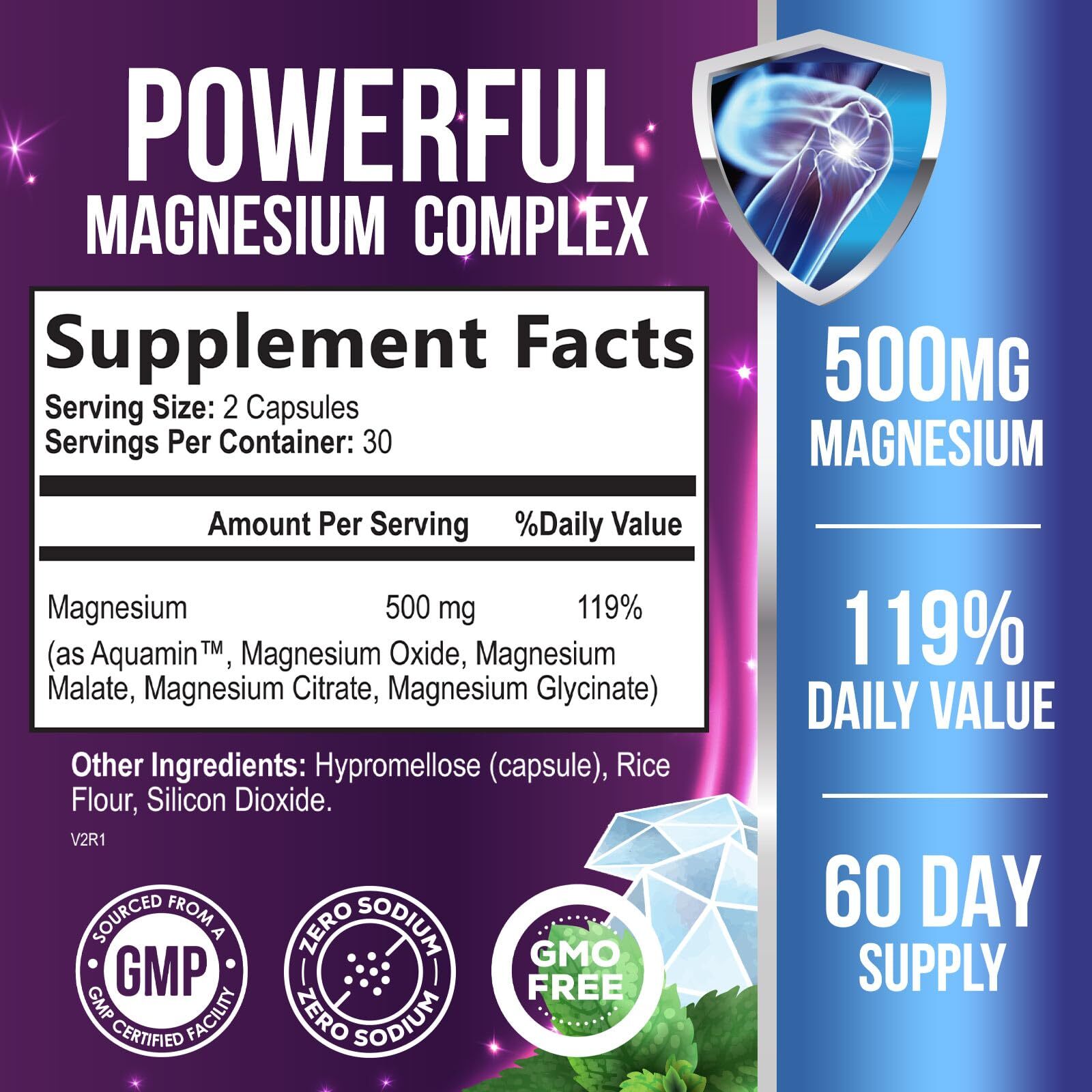 Magnesium Complex 500mg with Oxide, Malate, Citrate, Glycinate High