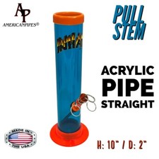 INHALE®️ 2X10" STRAIGHT ACRYLIC WATER PIPE WITH PULL STEM &POKER MADE IN USA