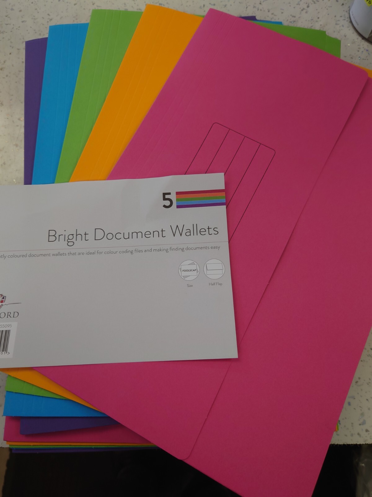 Concorde Brights Document Wallets Foolscap Assorted Colours Pack 25