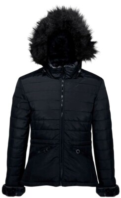 New Womens Regatta Westlynn Insulated Quilted Fur Trim Hooded Jacket Navy UK 12