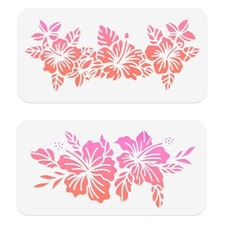 2 PCS Hibiscus Flower Painting Stencils 11.81"x5.9" for DIY Wood Fabric