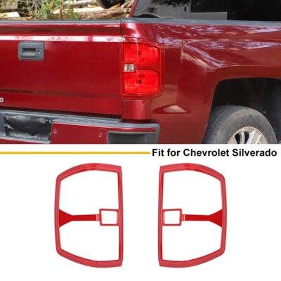 For Chevy Silverado 14-18 Rear Back Tail Lights Frame Cover Trim Red Accessories