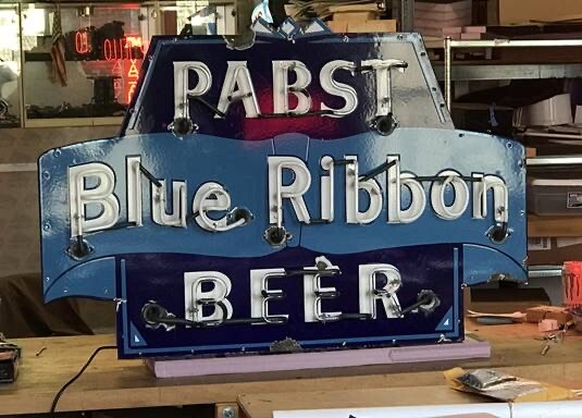Antique Pabst Blue Ribbon PBR Porcelain Enameled Neon Antique Pabst Blue Ribbon PBR Porcelain Enameled Neon