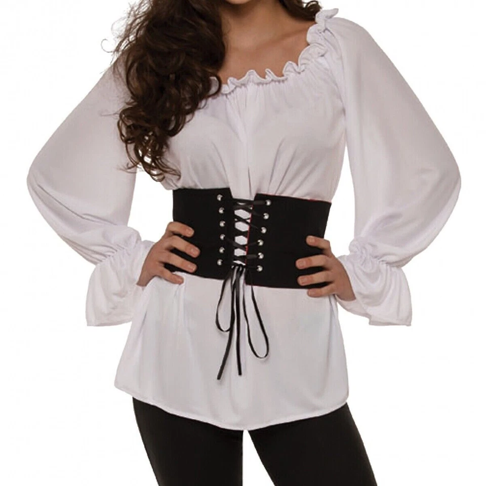 Adult White Renaissance Costume Blouse long sleeve medieval theatrical stage - Image 4 of 4