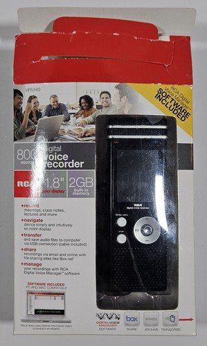 RCA Digital Voice Recorder VR5340 1.8" Color Display w/ 2 GB. Tested Works!