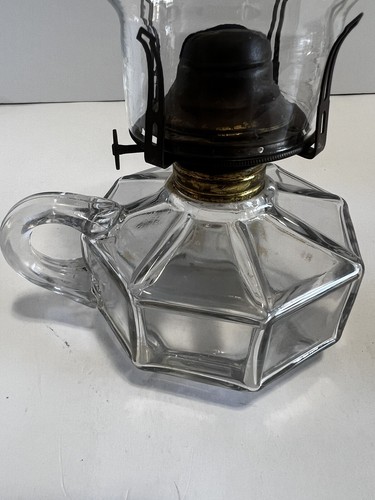 Antike 10,75" Diamond Glass Co. Octavia Manganganglas Öllampe & Kamin - Bild 4 von 20