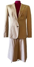 True VINTAGE Evan Picone Skirt Suit Set 70's 2 Pieces Size Small Tan Cotton