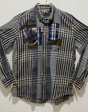 Men's Desigual Long Sleeve Shirt Size XL Button Down Blue Cotton Button Collar