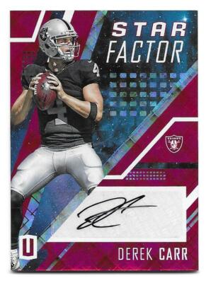 DEREK CARR 2017 Panini STAR FACTOR (RED) AUTOGRAPH AUTO #'d 3/49  N.O. Saints QB