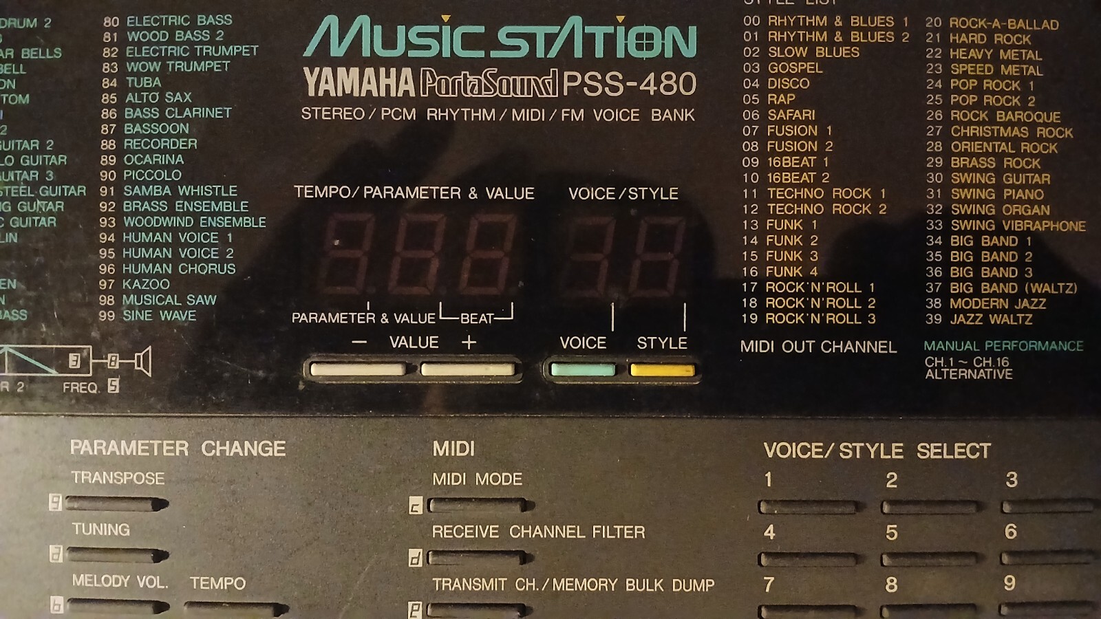 Yamaha PSS-480 PortaSound Digital Synthesizer Keyboard W/cord Clean Works Great!