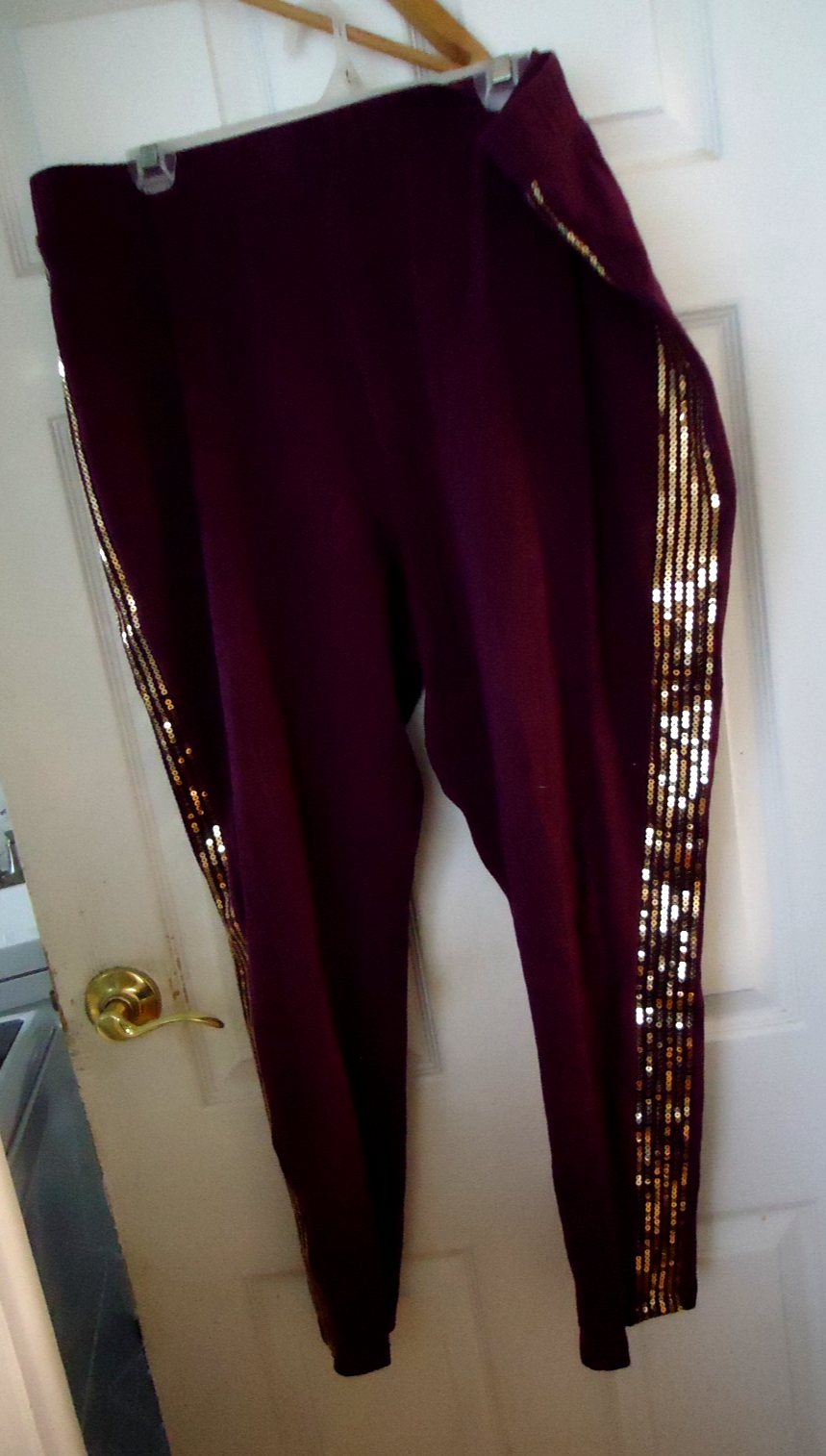 FILA ROAMANS DONNA PLUS 2X LEGGINGS MARRONE CON PAILLETTES ORO FILE GIÙ GAMBE LATI BELLI