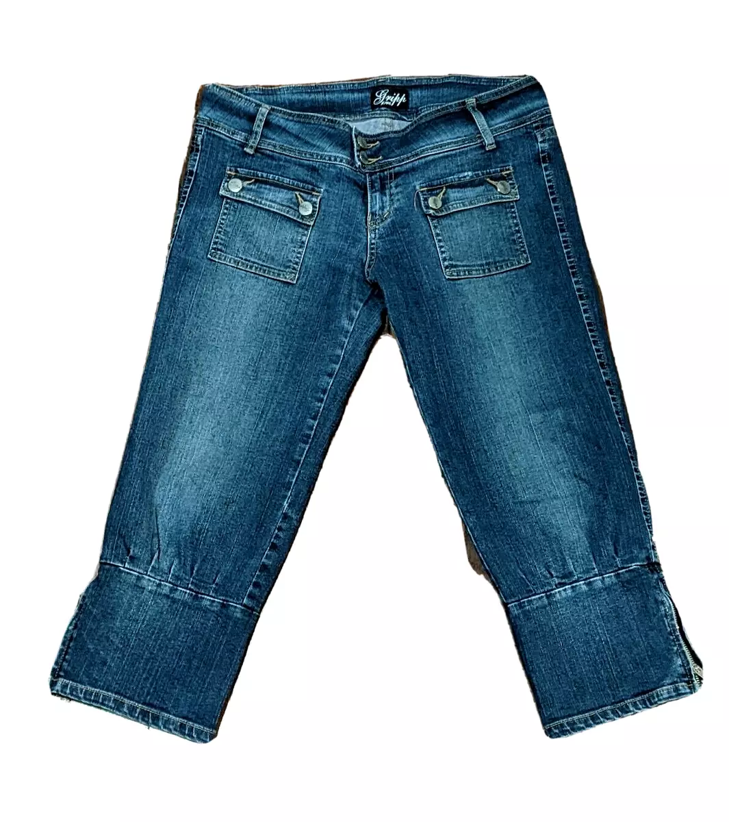 GRIPP Capri Comfort Calf Three Quarter Length Zipper Stretch Denim