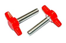 2-6-10 5/16 x 1-1/2" Thumb Screws Stainless Steel Tee Wing Plastic Knob Red