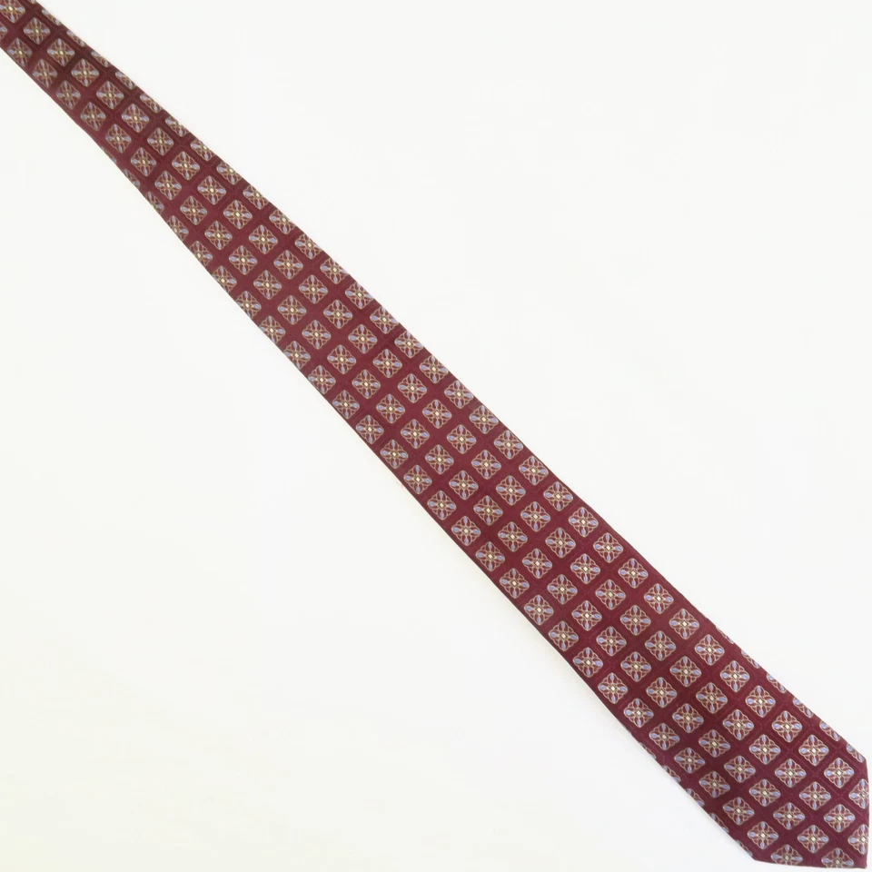 Black Brown 1826 Red Geometric Foulard Pattern Mens Neck Tie 61x3.25 Bright Long - Image 2 of 4