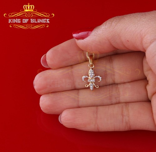 Promise Yellow Sterling Silver Fleur de Lis Pendant with 0.17ct Cubic Zirconia - Picture 4 of 11