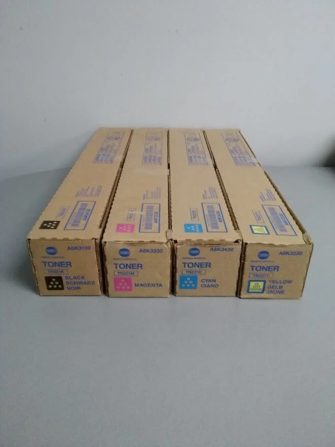 Konica Minolta TN221 CMYK Toner Cartridges Set, Bizhub C227, C287