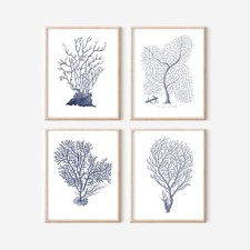Blue Coral Art, Coral Watercolour Art, Bathroom Print, Nautical, Coastal, Beach