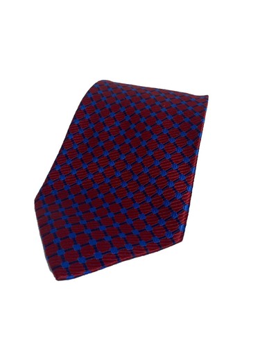 Florence And Fred Men’s Red Blue Check 100% Silk Tie Necktie Ety