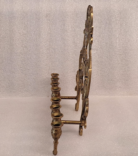 VTG BEAUTIFUL LARGE BRASS MENORAH ' TAMAR ' ISRAEL HANUKKAH JEWISH JUDAICA 60'S - Picture 8 of 12