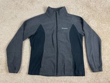 Columbia Basic Jacket Mens XL Full Zip Stand Up Collar Pockets Logo Black Gray