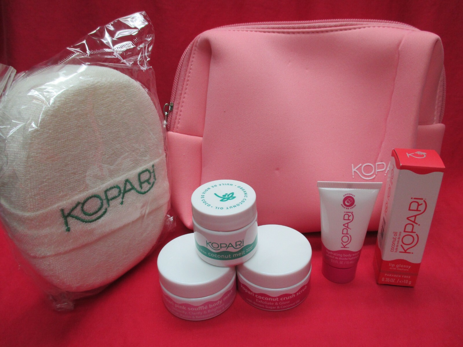 Kopari Travel MixLip GlossyScrubPink Soufflé Body MaskCoconut Melt