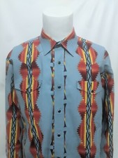 Panhandle Slim Blue Red Orange Native America Long Sleeve Shirt Mens Size XL