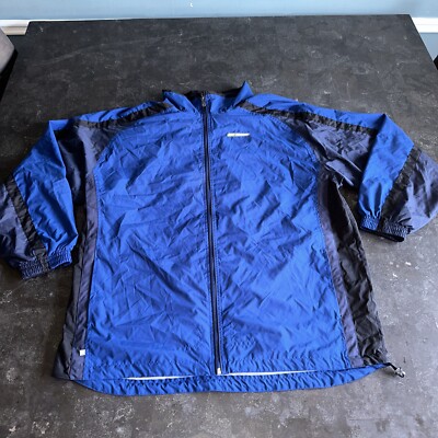 Reebok Jacket Mens 2XL XXL Dark Blue Windbreaker Full Zip Mock Neck  Athleisure