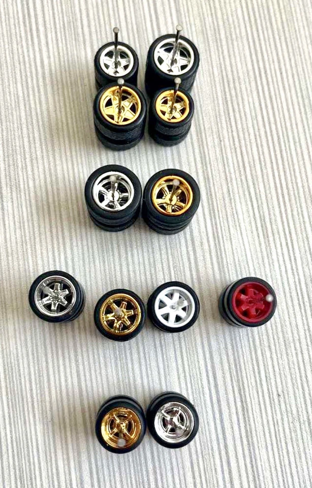 🔥5X Juegos Neumáticos de Goma Real Riders para Hot Wheels 1:64-Premium Calidad Leer Disco Foto 2 de 4