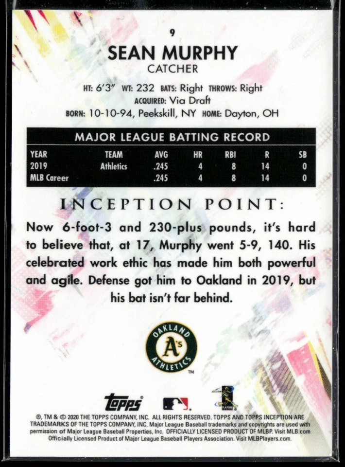 2020 Topps Inception #9 Sean Murphy RC - Image 2 of 2
