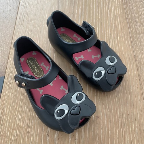 Mini Melissa Shoes Baby 5 Girls Ultragirl French Bulldog Dog Black Mary Jane - Picture 3 of 12