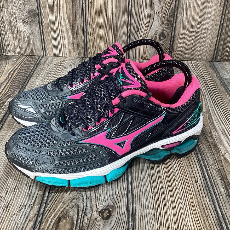 Tenis para correr MIZUNO Wave Creation 19 gris rosa verde azulado talla 8 EE. UU. Foto 3 de 4