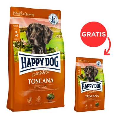 HAPPY DOG Supreme toscana Trockenfutter für Hunde 12.5 kg + 1 kg GRATIS