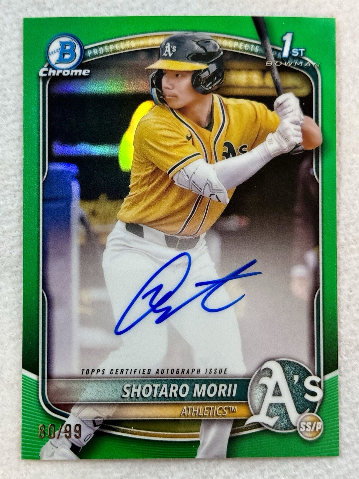 2025 BOWMAN CHROME SHOTARO MORII #CPA-SM GREEN REFRACTOR /99 AUTO AUTOGRAPH