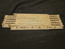 Durall Extension Rule Vintage Wood Brass Fold Out With Slide USA Pre-owned 