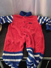 True Vintage Colorblock Footie PJs Romper Izod Lacoste Newborn Multicolor