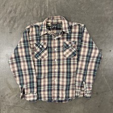 Vintage Gap 1970s Shadow Plaid Cotton Flannel Shirt Size Medium Made In USA 70s
