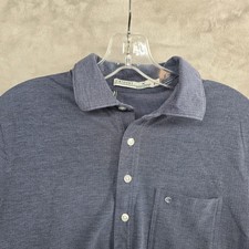 CRIQUET Size Medium Pima Cotton Polo Shirt Navy Blue Textured Short Sleeve
